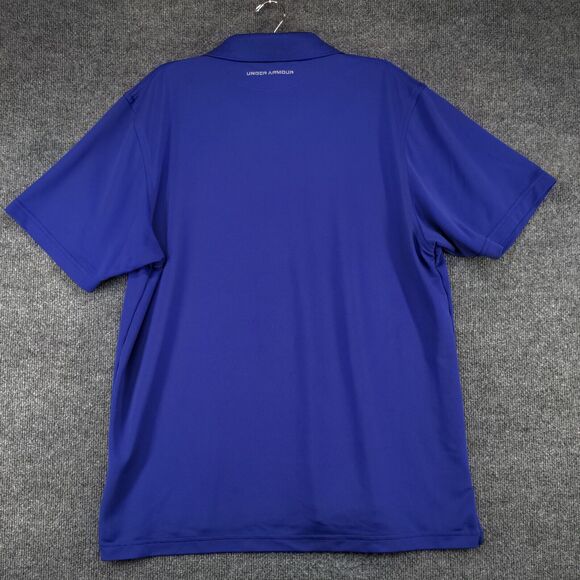 Under Armour Men's Polo Shirt Blue Large Loose Heatgear Logo Short Sleeve - Picture 5 of 16